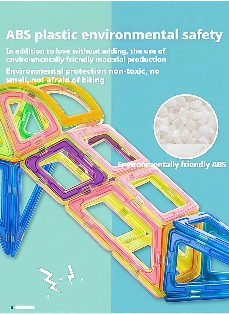 86 magnetic building bricks, a set of vibrant 3D building blocks that encourage creative construction, promote educational brain development, stimulate imagination, and are suitable as educational toys for children aged 3 and above