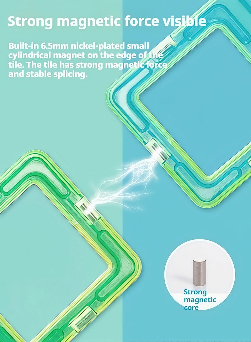 Wisalia 86-Piece Magnetic Tiles STEM Toys, Building Toys & Stacking Blocks for Kids Ages 3+, Educational Construction Set with Strong Magnets for Creative Learning - Image 3