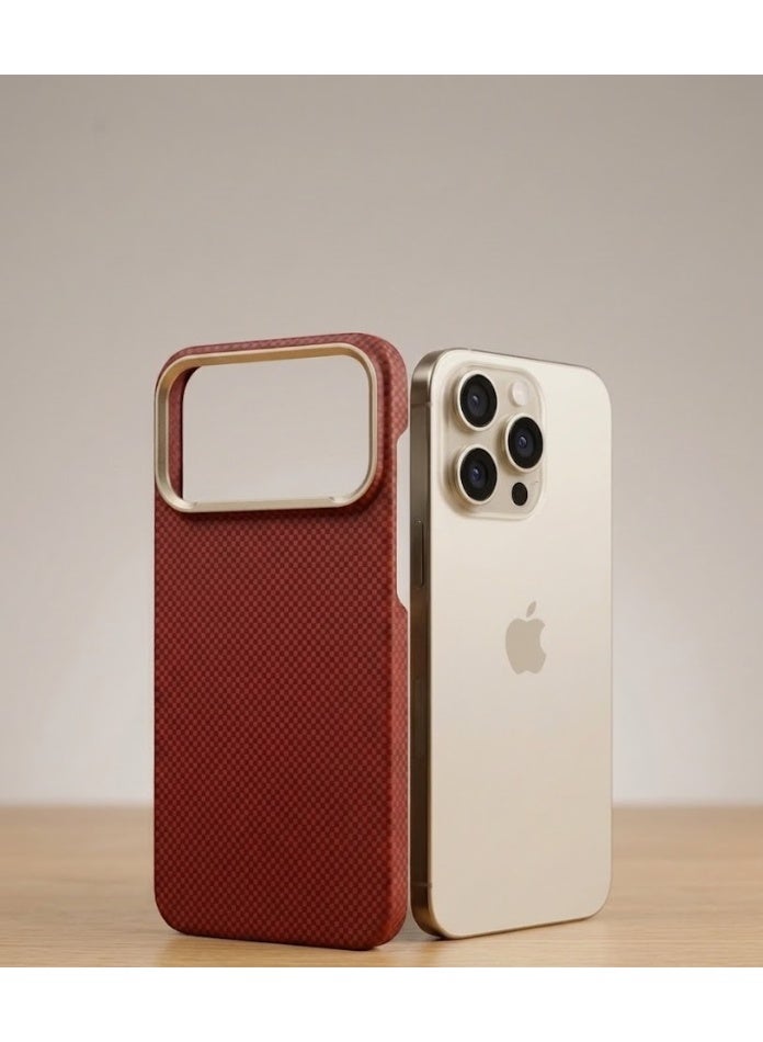 جراب iPhone 16 Pro Max بتصميم كيفلر، مزود بحماية Magsafe من ألياف الكربون فائقة النحافة، وغطاء حماية متين من ألياف الأراميد ذات الجودة العسكرية. - Image 1