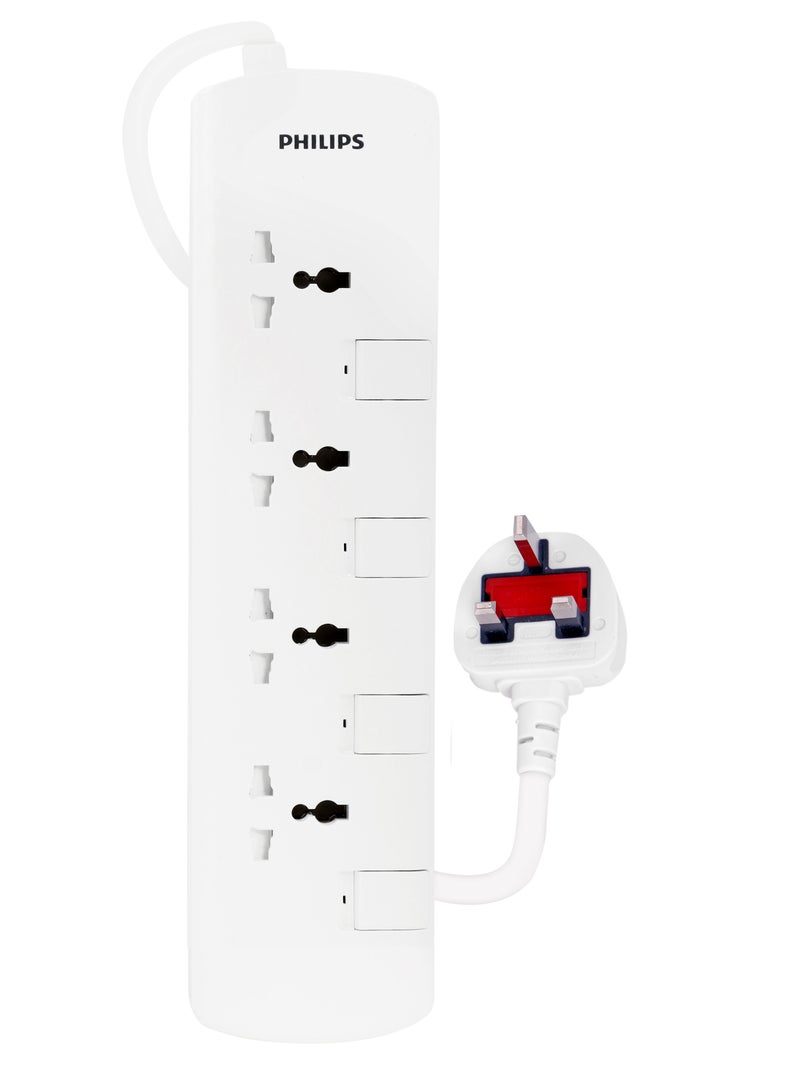 Philips 4 Way Extension Socket With Individual Switch White - Image 2