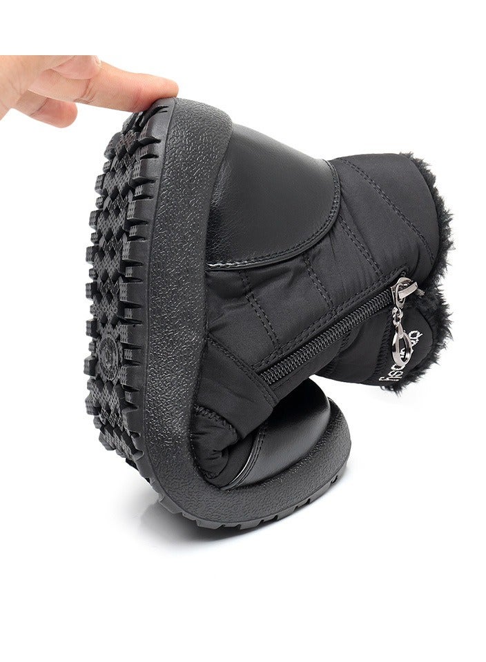 Women's Winter Waterproof Cow Tendon Bottom With Plush Insulation Cotton Boots Black - Image 2