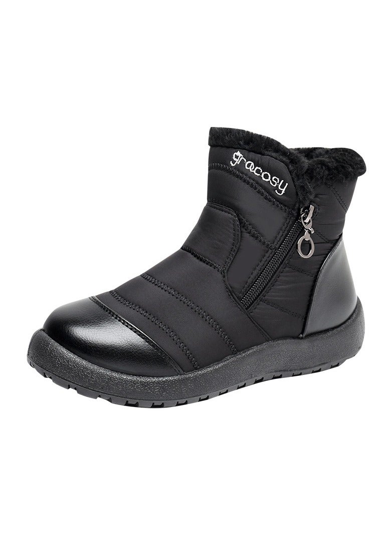 Women's Winter Waterproof Cow Tendon Bottom With Plush Insulation Cotton Boots Black - Image 1