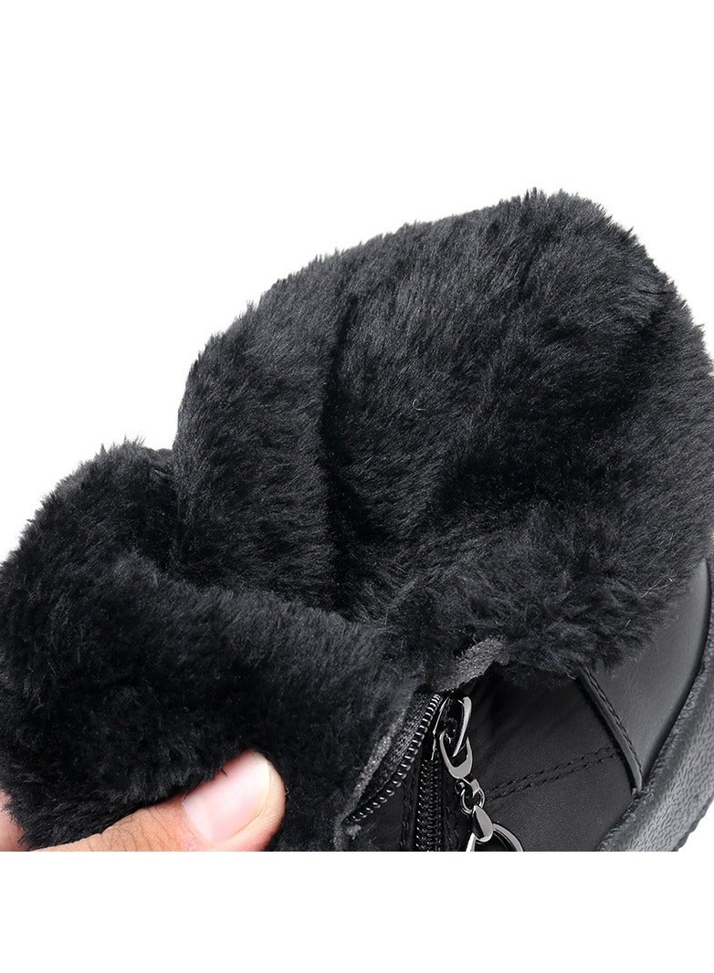 Women's Winter Waterproof Cow Tendon Bottom With Plush Insulation Cotton Boots Black - Image 3