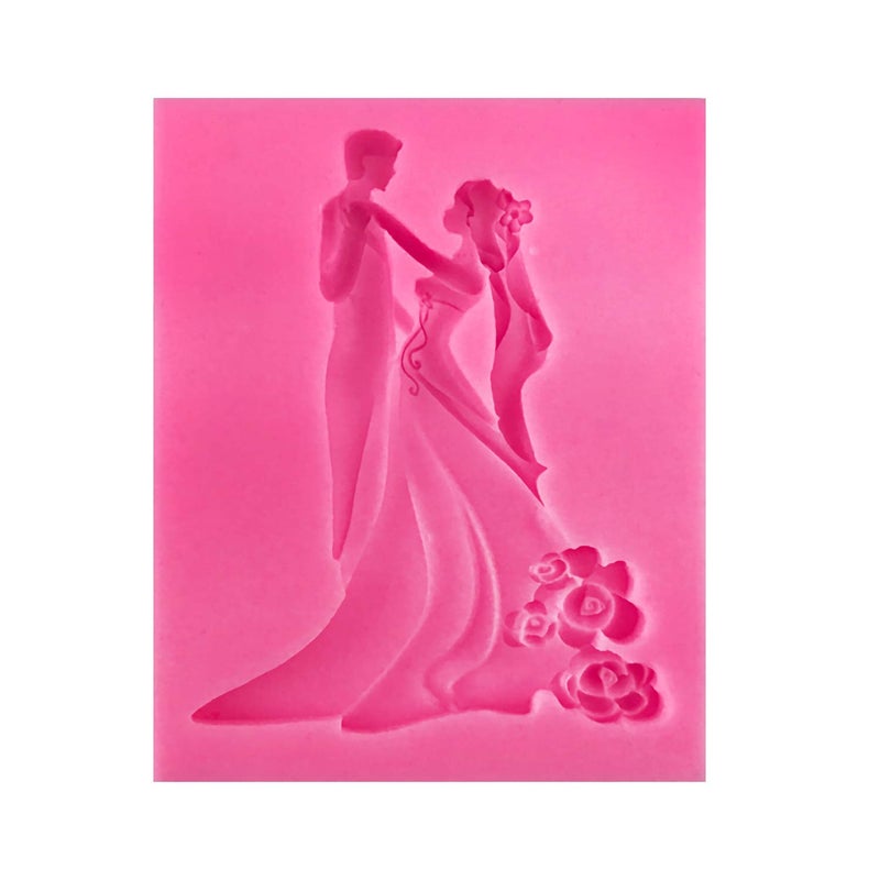 HengKe Bride and Groom Fondant Cake Topper Silicone Mold Couple Dancing Mould Jelly Sugar Chocolate Fondant Silicone Molds for Sugarcraft Candy Cake Decoration Cupcake Topper - Image 2