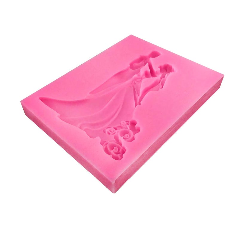 HengKe Bride and Groom Fondant Cake Topper Silicone Mold Couple Dancing Mould Jelly Sugar Chocolate Fondant Silicone Molds for Sugarcraft Candy Cake Decoration Cupcake Topper - Image 3