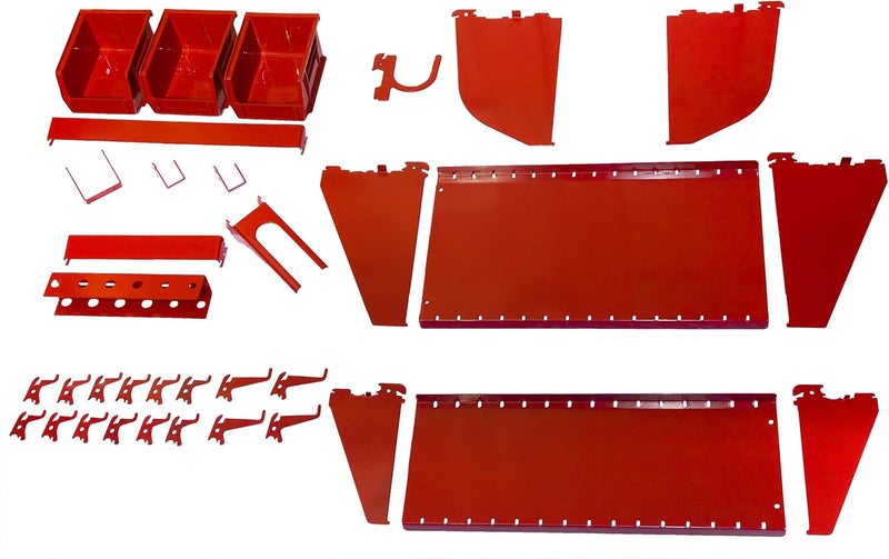 Wall Control KT-400-WRK R Slotted Tool Board Workstation Accessory Kit for Pegboard Only, Red - Image 1