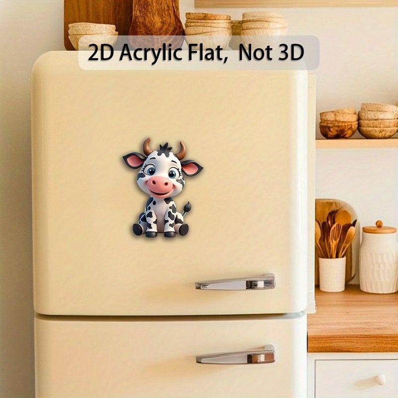 م Magnet ثلاجة على شكل بقرة بالأبيض والأسود، تصميم مسطح ثنائي الأبعاد، يدوم طويلاً للخزائن المعدنية. - Image 5
