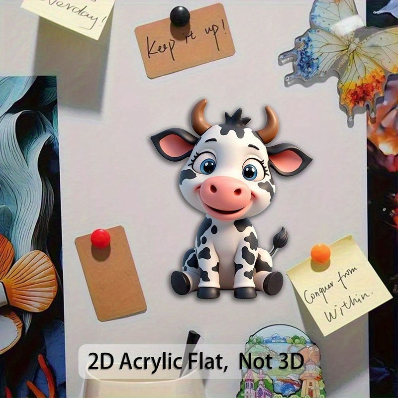 م Magnet ثلاجة على شكل بقرة بالأبيض والأسود، تصميم مسطح ثنائي الأبعاد، يدوم طويلاً للخزائن المعدنية. - Image 1