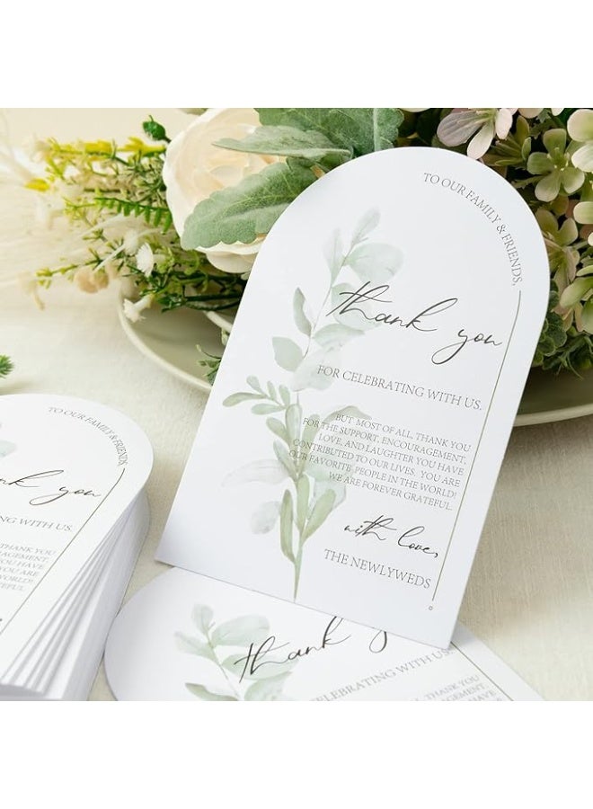 Crisky Arch Design Greenery Thank You Place Setting Cards, 50 Pcs, Chic and Elegant Wedding Table Centerpieces and Decorations, 4 x 6 inch - Image 5