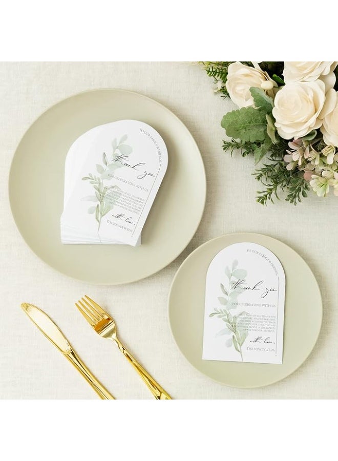 Crisky Arch Design Greenery Thank You Place Setting Cards, 50 Pcs, Chic and Elegant Wedding Table Centerpieces and Decorations, 4 x 6 inch - Image 3