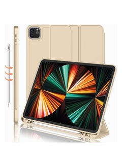 New iPad Pro 12.9 Case 2022(6th Gen)/2021(5th Gen) with Pencil Holder [Support iPad 2nd Pencil Charging/Pair],Trifold Stand Smart Case with Soft TPU Back