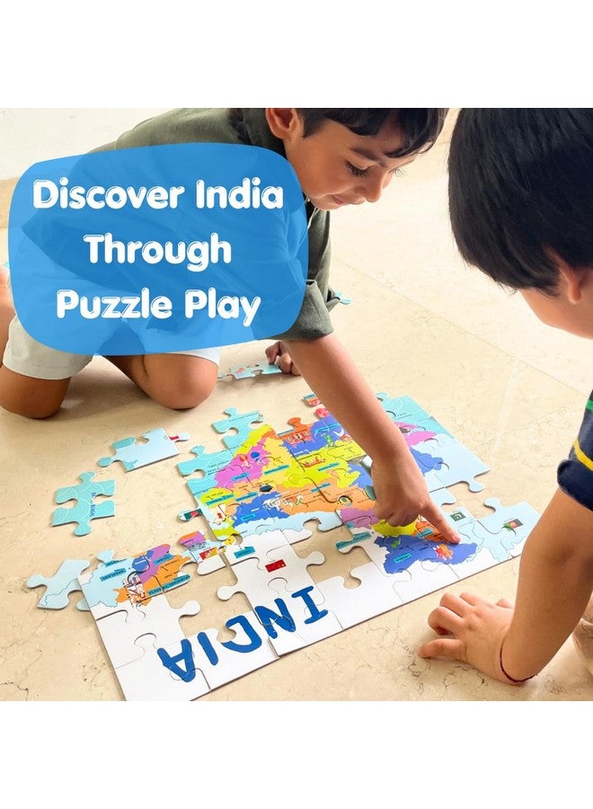 CocoMoco Kids India Map Jigsaw Puzzle For Kids, Toddlers - 56 Pieces Puzzle With States, Dances, Monuments And More, Educational Toy Birthday Return Gift For 2-7 Years By Cocomoco - Image 3