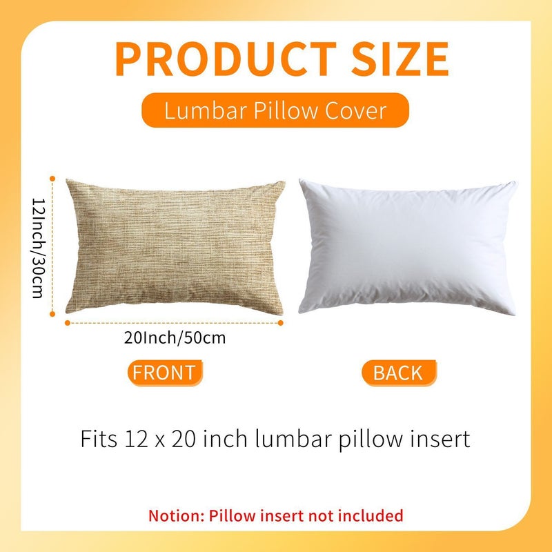 Set Of 2 Natural Throw Pillows 12x20 Inches Beige Brown Textured Rustic Patio - Image 3