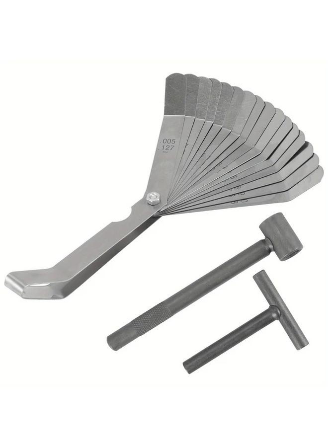 3 Pcs Silvery Valve Adjustment Wrench Set with 0 005 0 020 Inch Feeler Gauge - Image 3