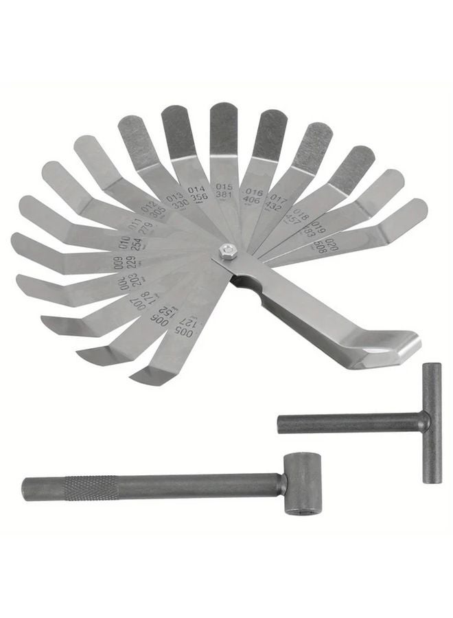 3 Pcs Silvery Valve Adjustment Wrench Set with 0 005 0 020 Inch Feeler Gauge - Image 2