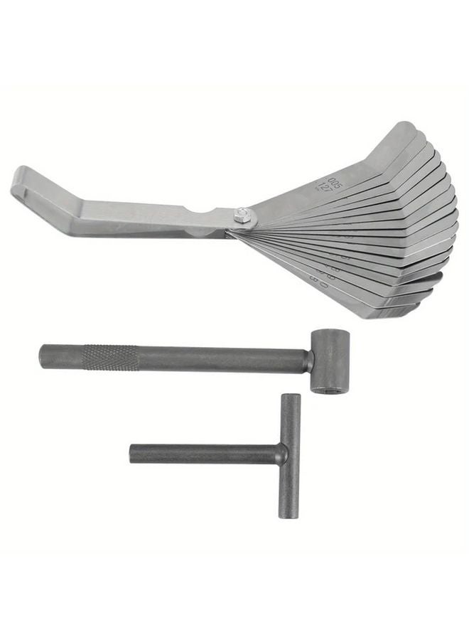 3 Pcs Silvery Valve Adjustment Wrench Set with 0 005 0 020 Inch Feeler Gauge - Image 4