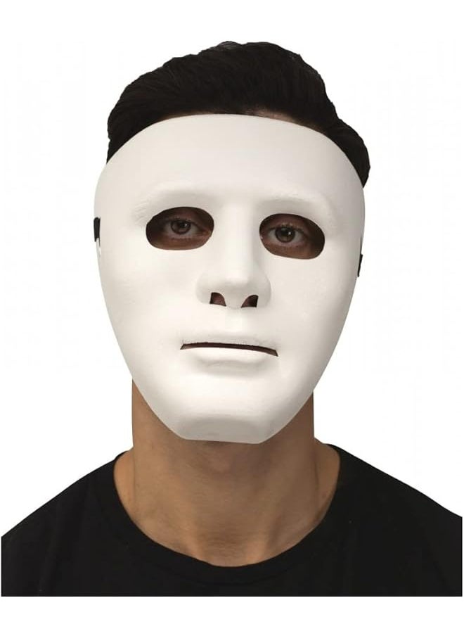 The Bros Straight Blank Face Halloween Mask, White 