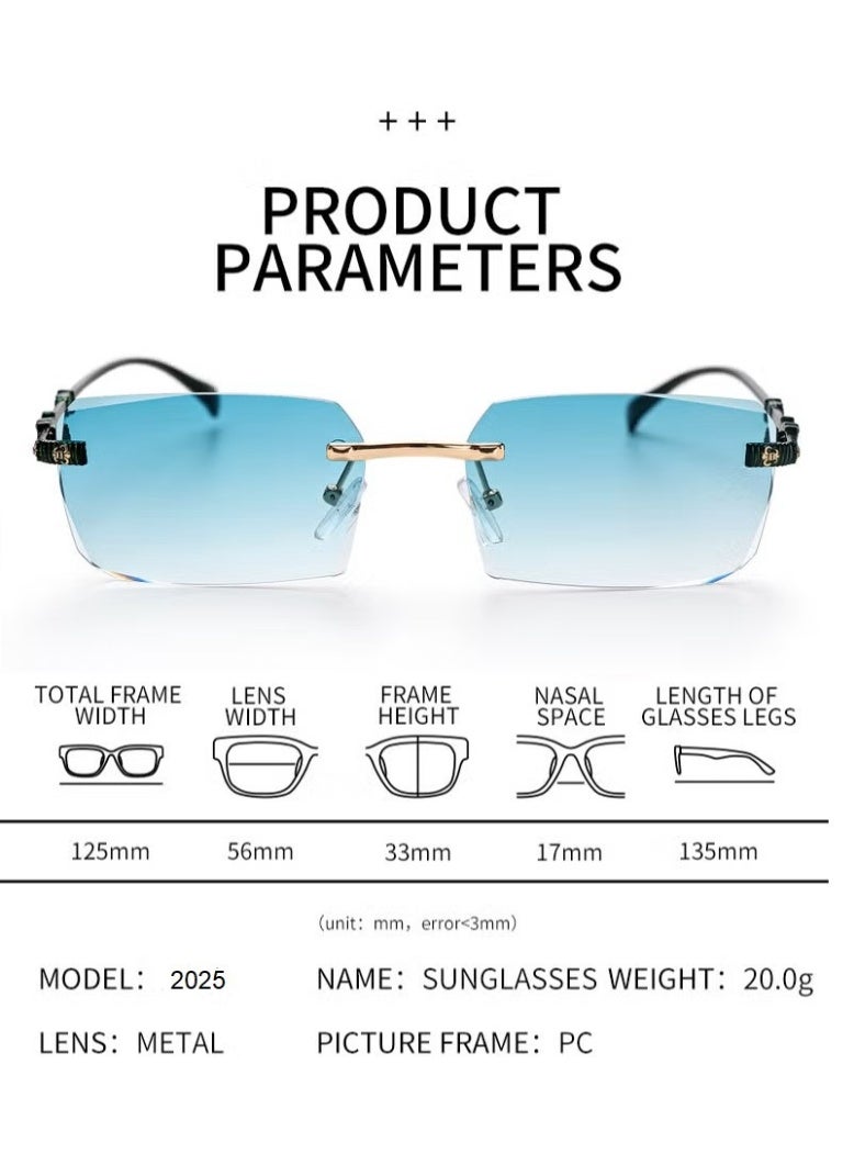 Elanova New Rimless Fashion Trend Sunglasses Personalized Sunglasses UV Protection Unisex - Image 2