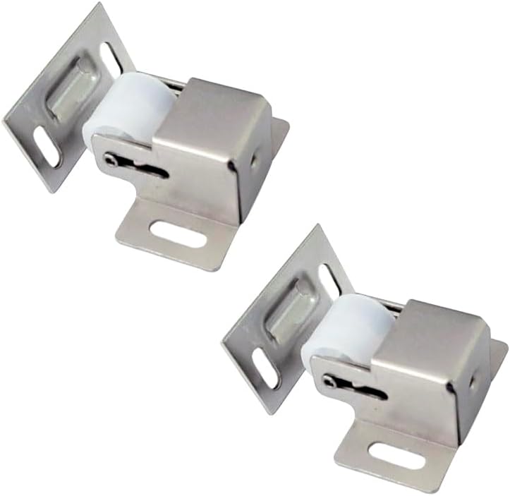 QCAA Heavy Duty Large Jumbo Roller Catch Latch for Closet Doors and Cabinets, Matte Nickel, Made in Taiwan, 2 Pack - Image 1