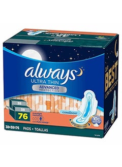 Ultra Panty Liners Thin Advanced with Flexi Wings with Coreboost 10 Hours Leak Protection Larger Back 76 Count