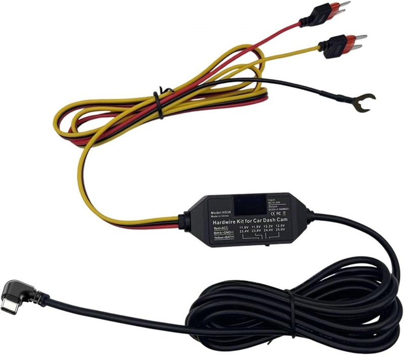 Type C Hardwire for Driving Recorder Featuring 4 Stage Energy Defense and Digital Monitor Car Video Recorder Power Cord Hardwire Set with Type C Output - Image 1