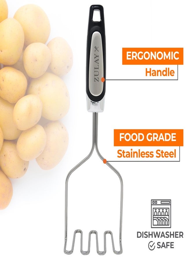 Zulay Kitchen Potato Masher Stainless Steel - Premium Masher Hand Tool and Potato Smasher Metal Wire Utensil for Best Mash for Bean, Avocado, Egg, Mini Mashed Potatoe, Banana & Other Food - Image 2