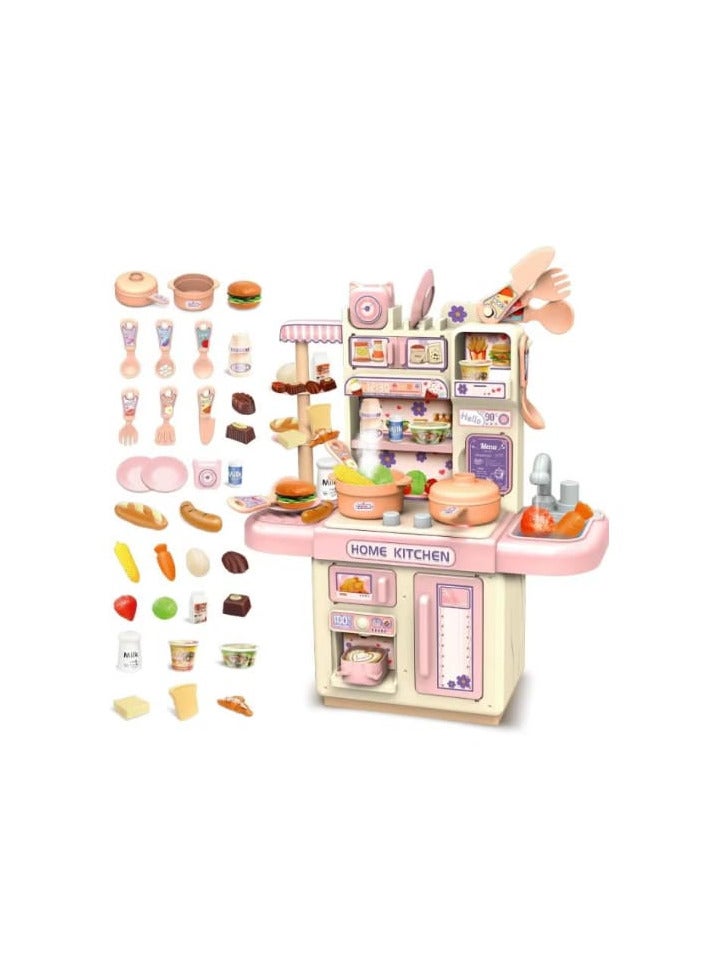 Baby Kitchen Toy for Kids, Toddler - Kitchen Playset, Kitchen Accessories with Role Play Toy, Food and Cooking Playset for Toddlers, 35 Piece Indoor Playset for Kids Ages 1-4 (Pink)