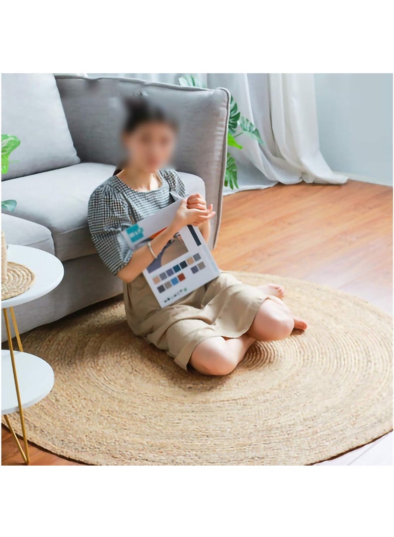LINGWEI Handwoven Jute Rug 150 Cm Simple Round Floor Covering Rugs Hand Braided Reversible Area Rug Decorative Carpet For Indoor Outdoor - Image 4