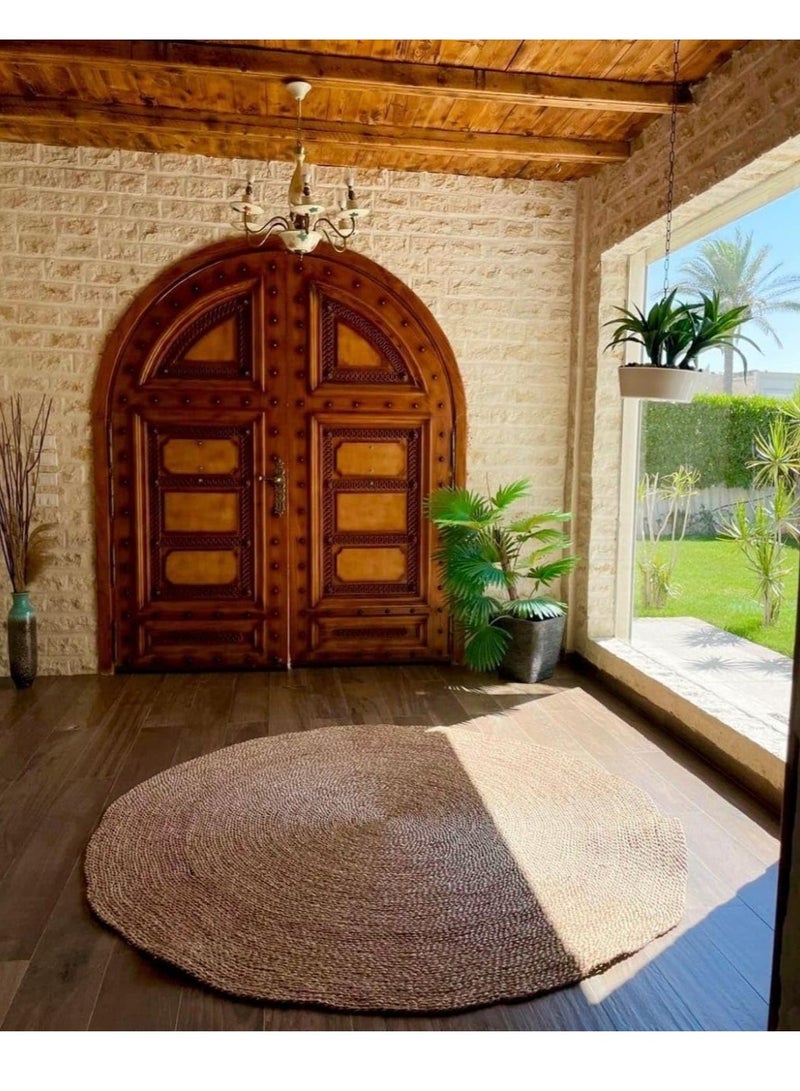 LINGWEI Handwoven Jute Rug 150 Cm Simple Round Floor Covering Rugs Hand Braided Reversible Area Rug Decorative Carpet For Indoor Outdoor - Image 5