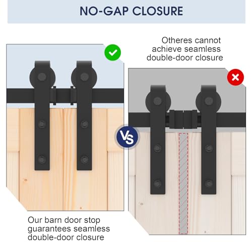Easelife Barn Door Stopper 2pcs Sliding Door Stop for 1916 Top Track with Hex Wrench Rubber Buffer AntiDerailment Hardware for Single and Double Barn Doors Black - Image 3