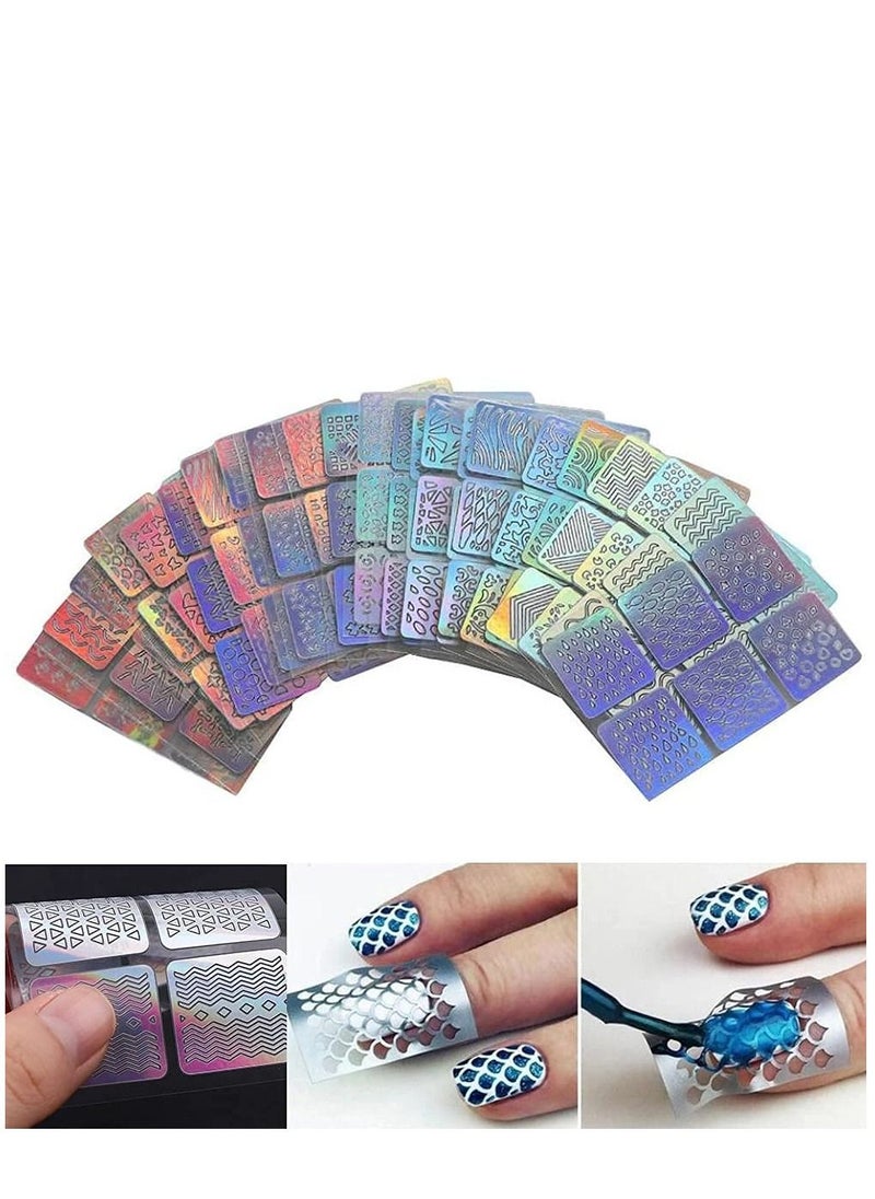 KASTWAVE 24PCS Nail Art Decals Hollowed-Out Nail Art Decals and 3D Nail Art Decals Hollow Nail Paste Stickers Nail Vinyls Stencils Nails Sticke for Nail Art Design  - Image 1