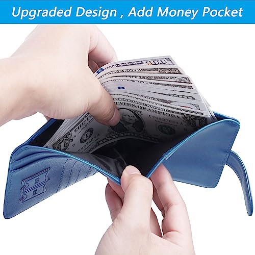 PASCACOO Airtag Passport Holder Cover Wallet RFID Blocking Leather Case Travel Essentials Luggage Accessories Travel Must Have(118#Blue) - Image 4
