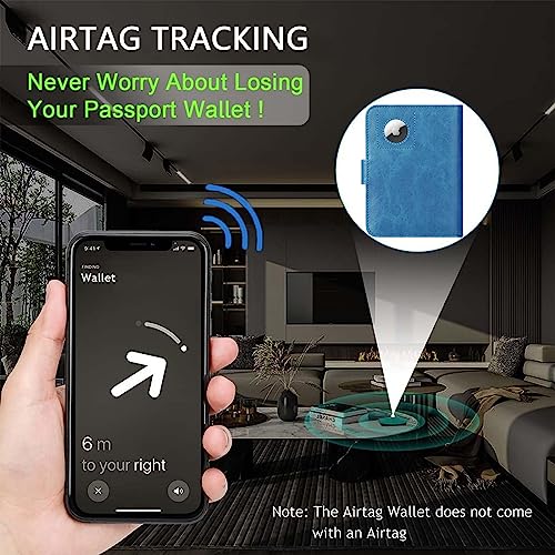 PASCACOO Airtag Passport Holder Cover Wallet RFID Blocking Leather Case Travel Essentials Luggage Accessories Travel Must Have(118#Blue) - Image 5