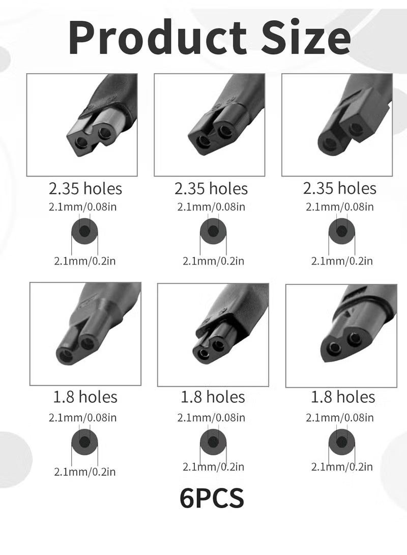 Shaver Charger, 6 Pcs Universal Shaver Converter, 6 Unique Head Shape Power Cord Supply Adapter, DC Connector, Beard Trimmer Charger, Men's Razor Charger Cable Kit, Multi-Functional Charging Solution - Image 2