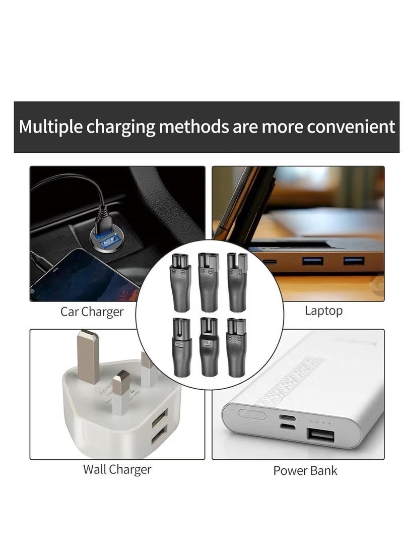 Shaver Charger, 6 Pcs Universal Shaver Converter, 6 Unique Head Shape Power Cord Supply Adapter, DC Connector, Beard Trimmer Charger, Men's Razor Charger Cable Kit, Multi-Functional Charging Solution - Image 5