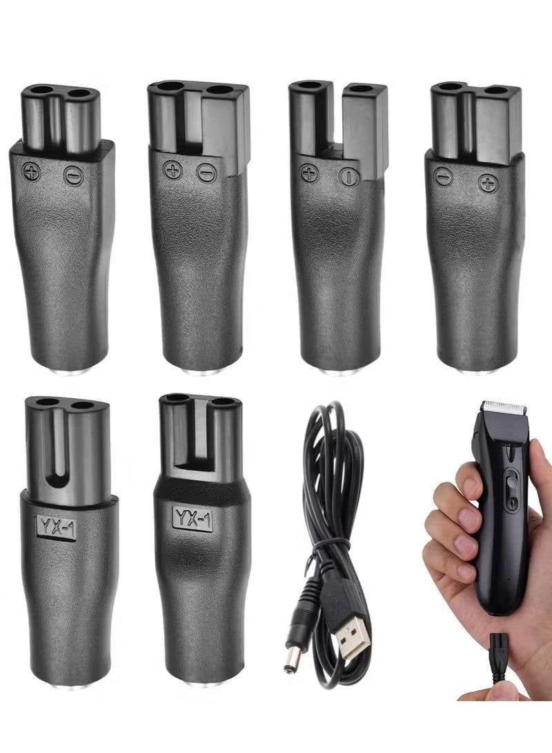 Shaver Charger, 6 Pcs Universal Shaver Converter, 6 Unique Head Shape Power Cord Supply Adapter, DC Connector, Beard Trimmer Charger, Men's Razor Charger Cable Kit, Multi-Functional Charging Solution - Image 1