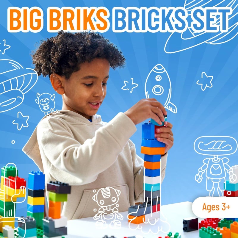 Strictly Briks مجموعة كتل البناء من ستريكتلي بريكس - متوافقة مع ليغو ديوبلو - مجموعة متعددة الألوان مكونة من 108 قطعة - لعبة بناء للأطفال من عمر 3 سنوات فما فوق - Image 2