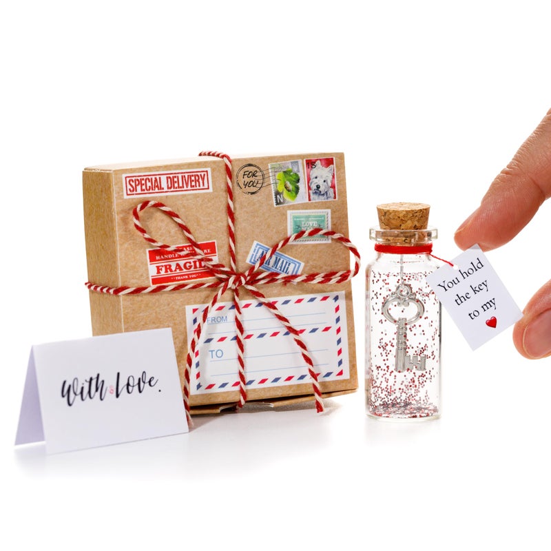 Kseniya Revta Kseniya Revta Anniversary Present for Her  Him Romantic Gift to Boyfriend  Girlfriend Message in Bottle I Love You Gifts Wife Husband Key  You Hold The Key to My Heart in Craft Gift Box