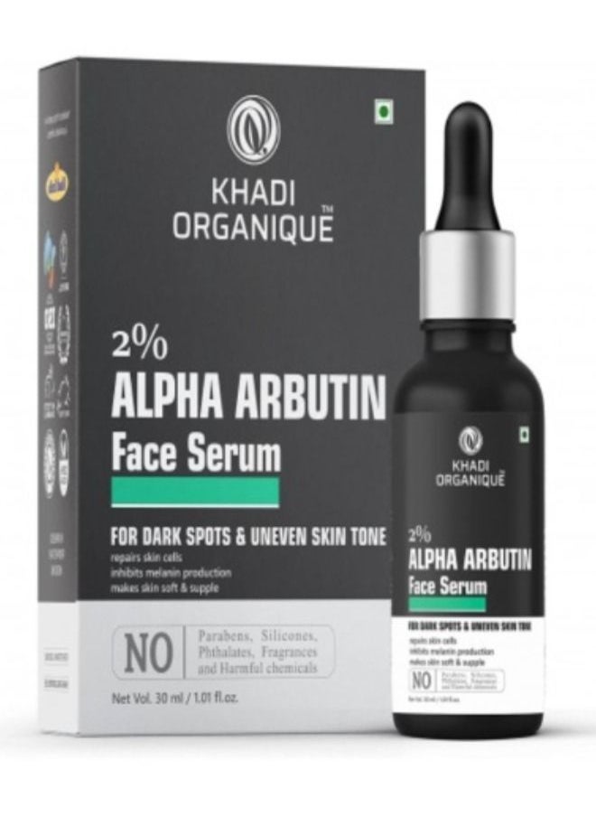 Khadi ORGANIQUE - Khadi Organique Alpha Arbutin 2% + Hyaluronic Acid 1% Face Serum for Pigmentation & Dark Spots, Anti-pigmentation, Blemishes, Acne Marks & Tanning For Men & Women, 30Ml - Image 1