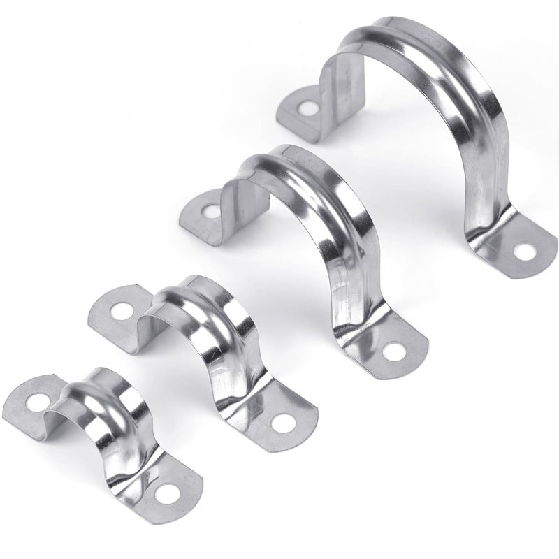 RGFXA 30PCS 3/4 inch Stainless Steel Conduit Clamps, 2 Holes Cable U Bracket Pipe Clamp, Metal U Clamp Strap Tension Clips for Pipe Fixing on Various Surfaces (20mm) - Image 1