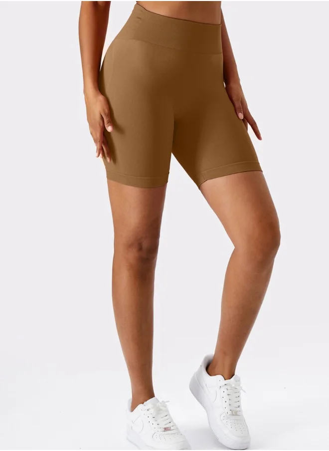 كون.يوغا KAWN YOGA Womens High Waist Contour Seamless Workout Sport Yoga Shorts Tummy Control.