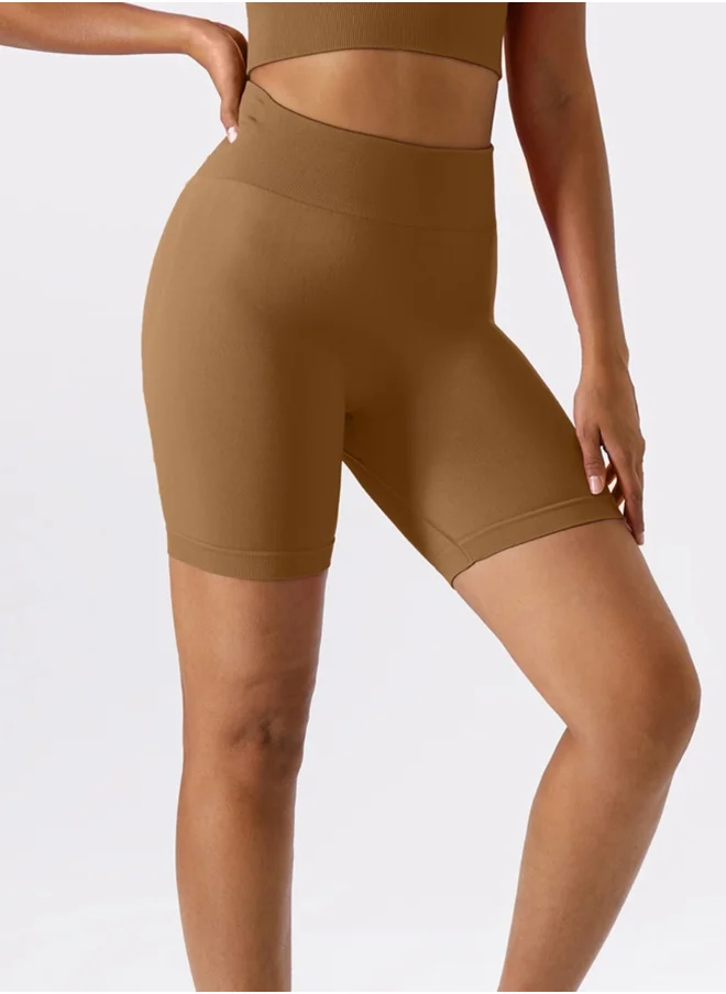 كون.يوغا KAWN YOGA Womens High Waist Contour Seamless Workout Sport Yoga Shorts Tummy Control.