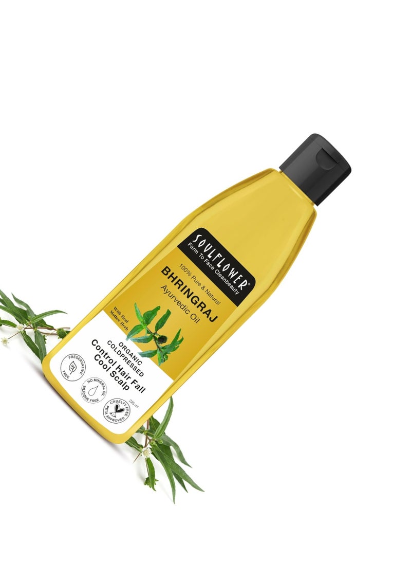 Soulflower  Bhringraj Oil for Hair growth 225ml | Natural Hair Growth, Strengthening & Nourishing Roots | Anti-Dandruff, Cooling Scalp Relief | Coconut & Sesame Oil Blend | Pure & Organic - Image 3