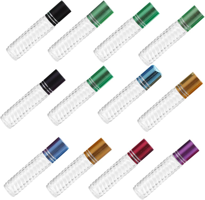 ABOOFAN 12pcs 5ml Glass Perfume Bottles Mini Roll-on Bottles Refillable Roller Ball with Cap for Essential Oils Travel Use Random Color - Image 1