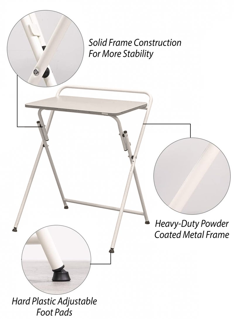 DBLEW Modern Folding Rectangular Work Desk Portable and Space Saving Foldable Laptop Desk, Side Table for Home, Office, Computer Gaming, Writing, Reading, Student Study, Bedroom, and Patio Use Premium Oak White Desktop Surface, Sofa and Bedside Table For Indoor Outdoor Camping Picnics Restaurants Café Coffee Tea Shops - Image 4