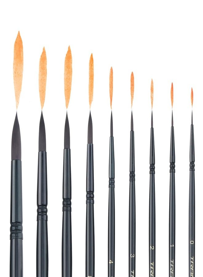 Transon Round Paint Brush Set 9pcs Synthetic Sable Hair for Acrylic Painting Watercolor Painting Gouache Ink Craft and Detail Painting Black Color - Image 5