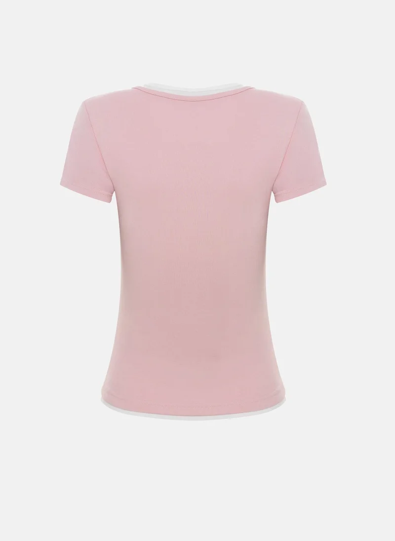 Lichi  Short-sleeved cotton top with contrasting panels for Women | Best Price UAE