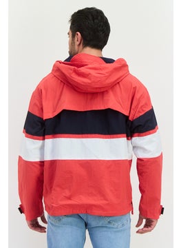 PERRY ELLIS Men Embroidered Logo Half Zip Hooded Jackets, Red  - Image 2