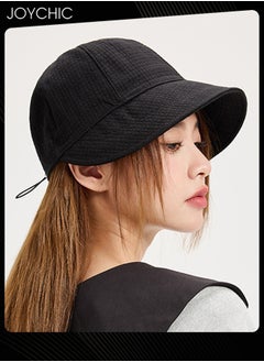 Joychic Women Spring Summer Autumn Versatile Bucket Hat Daily Outdoor Sun Protection Peaked Cap Adjustable Foldable Waffle Hat for Ladies Girls Black  - Image 1