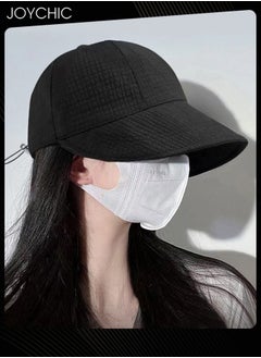 Joychic Women Spring Summer Autumn Versatile Bucket Hat Daily Outdoor Sun Protection Peaked Cap Adjustable Foldable Waffle Hat for Ladies Girls Black  - Image 2